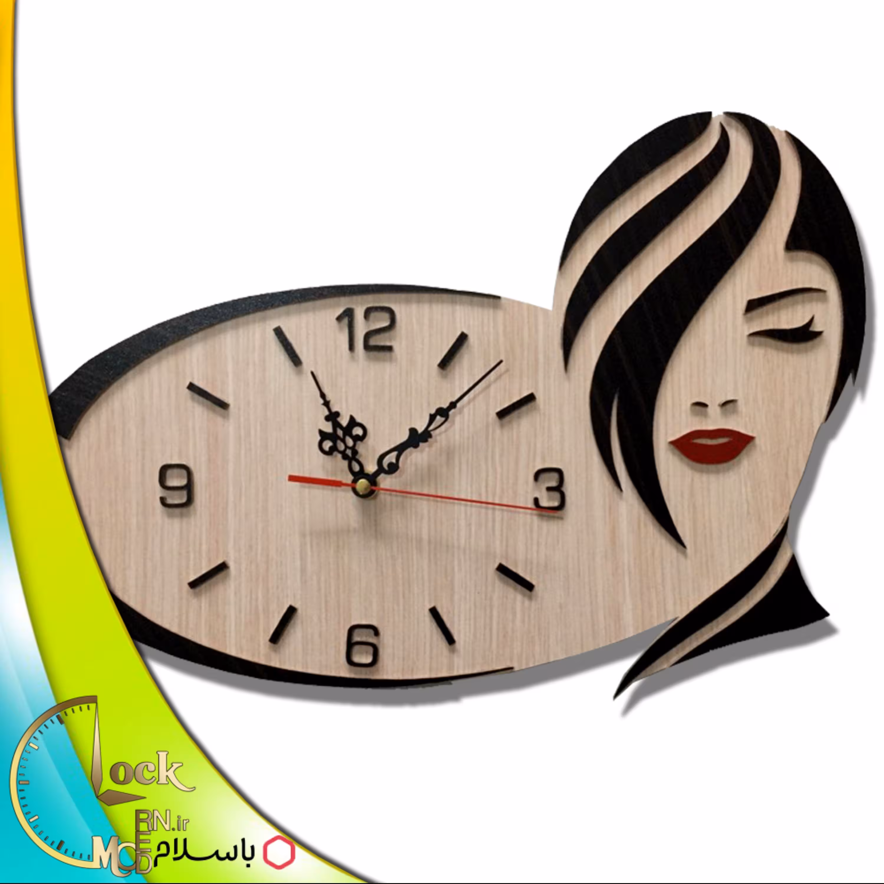 ساعت دیواری طرح رخ برای سالن آرایش زنانه کد 127