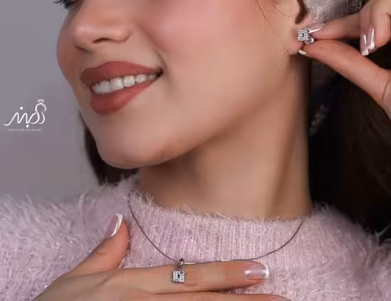 💍نیم ست جواهری(آويز و گوشواره) خاص و زیبا ، نقره عیار 925( N_4358)