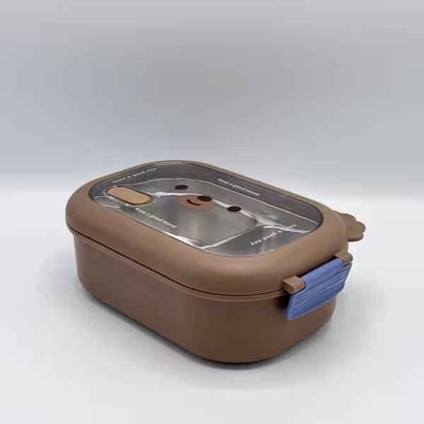 ظرف غذا - لانچ باکس دو قسمتی قهوه ای 6261
