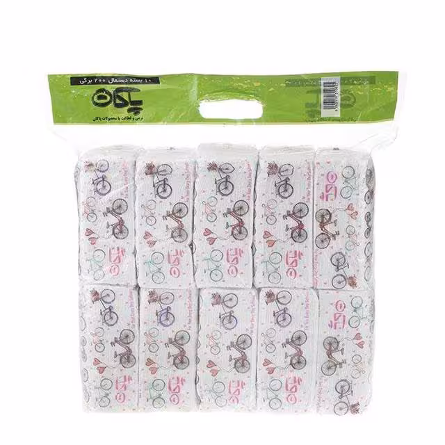 دستمال کاغذی اقتصادی 200 برگ پاکان بسته 10عددی