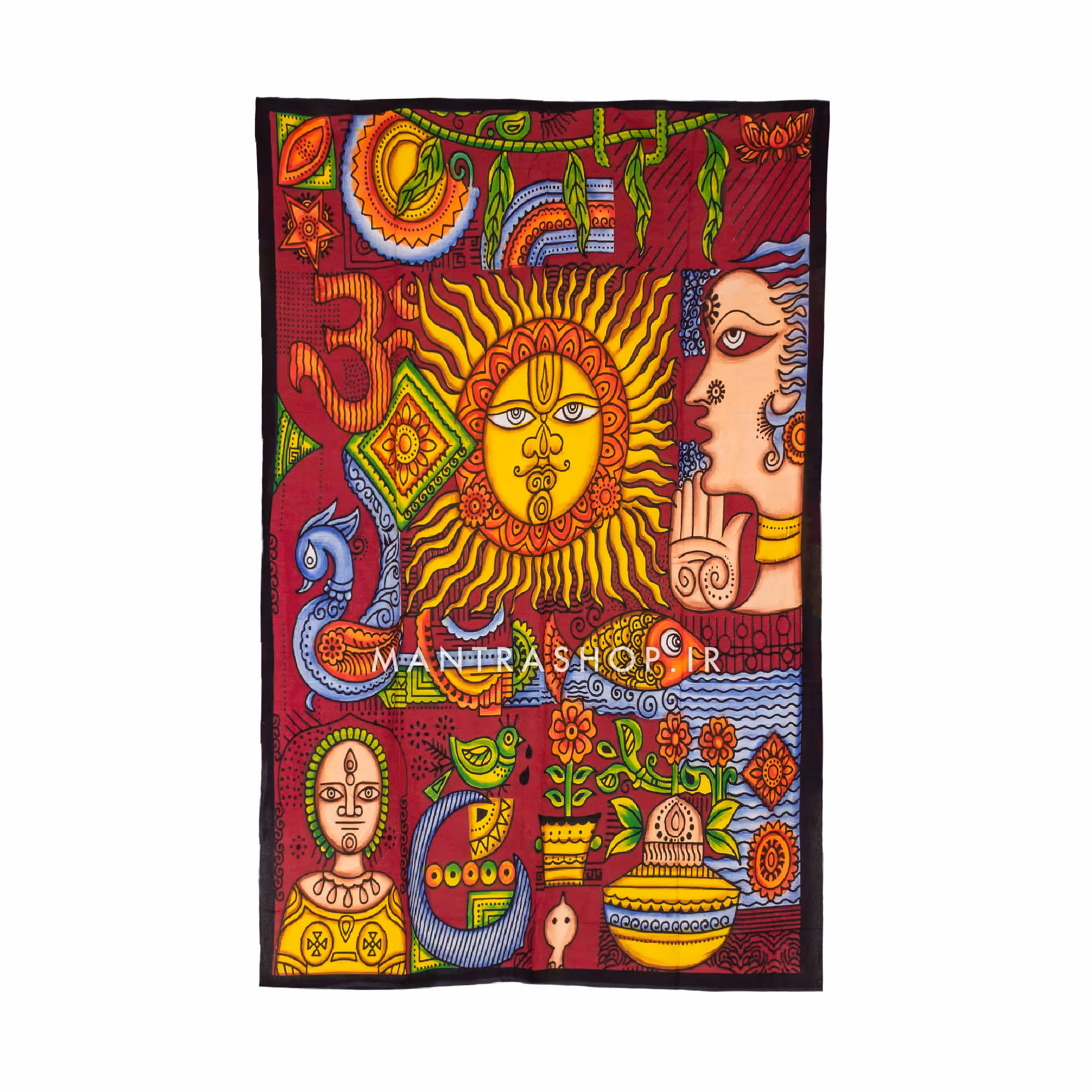 بکدراپ تپستری هندی طرح خورشید زرشکی (روتختی یک نفره) کد 297