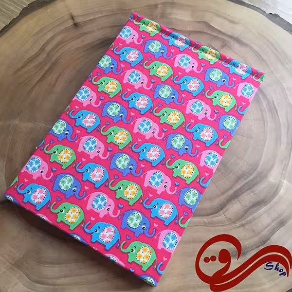 دفتر پارچه ای طرح خبرنگاری ساده فیل سرخابی Fabric Handmade Notebook