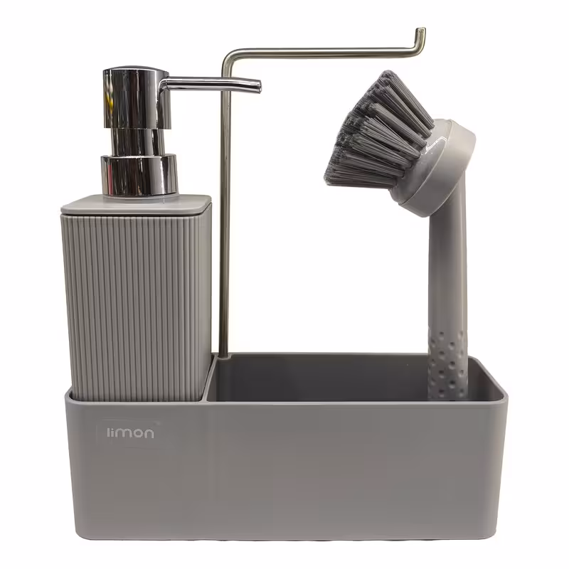 پمپ مایع ظرفشویی لیمون مدل 2020 به همراه فرچه و استند | کالا مکس
