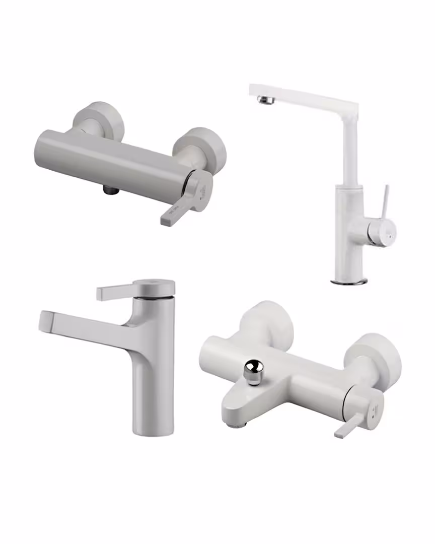 ست چهار تکه شیرآلات کی دبلیو سی مدل آوا سفید