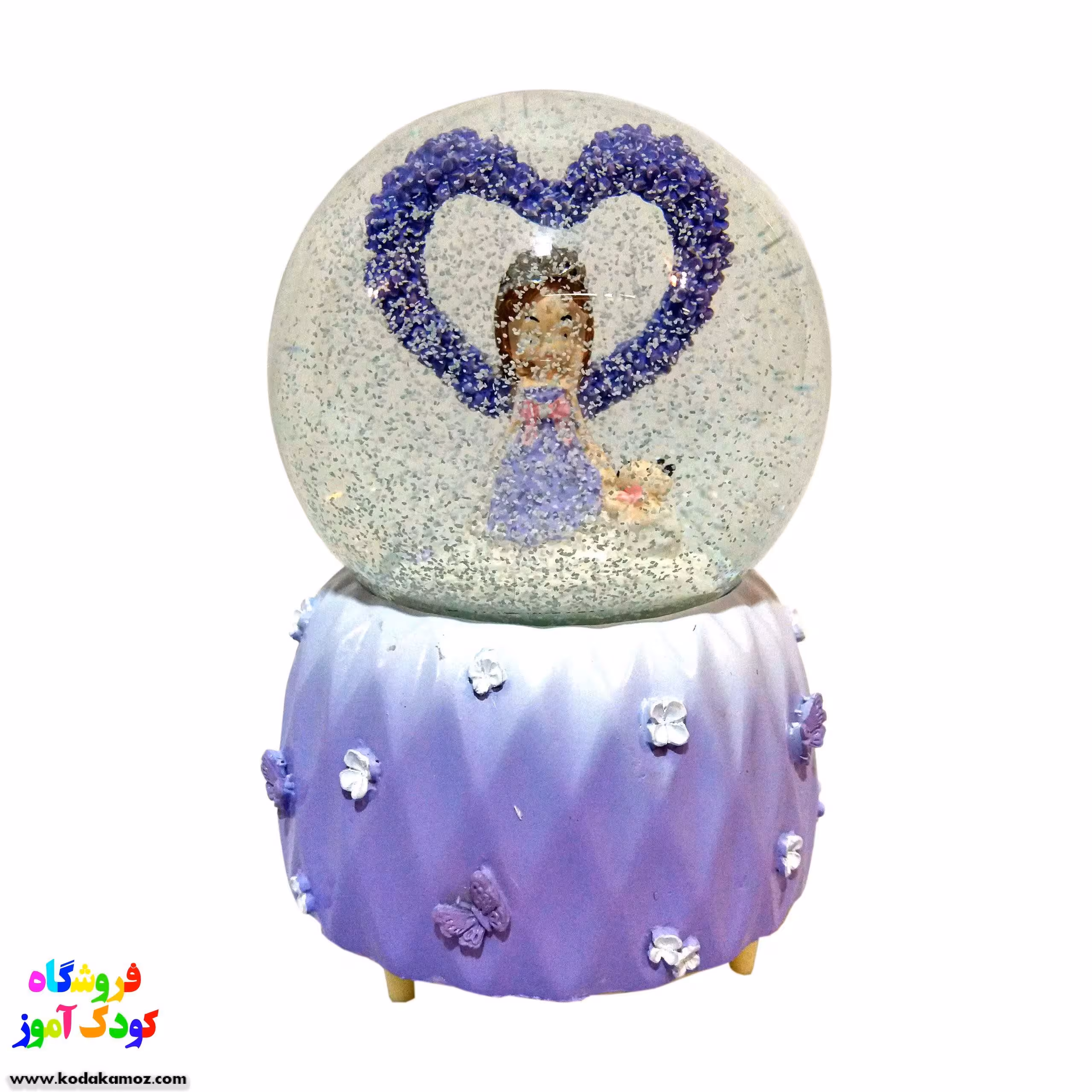 گوی موزیکال برفی(گوی موزیکال گل آبی )سایز بزرگ 1801