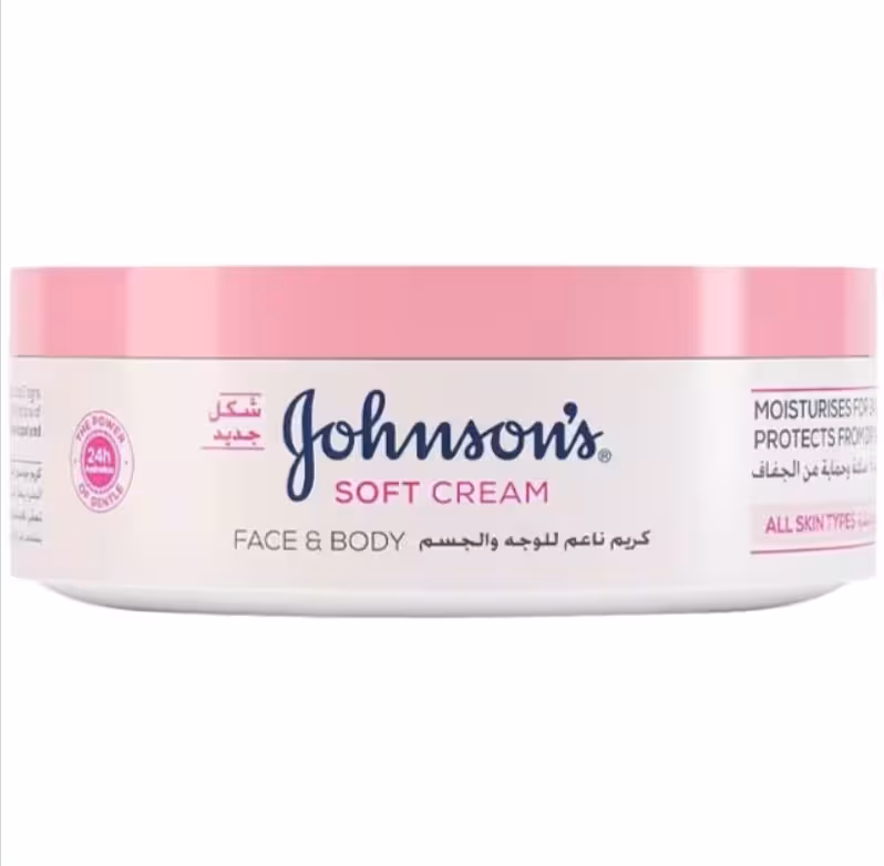 کرم مرطوب کننده صورت و بدن جانسون Johnsons Soft Cream حجم 200 میلی لیتر