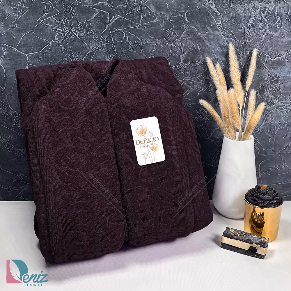 حوله تن پوش طرح الینا رنگ بادمجونی