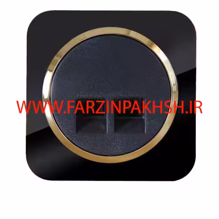 پریز سوکت شبکه CAT6 توکار دلند مدل آدا پلکسی مشکی زه طلایی