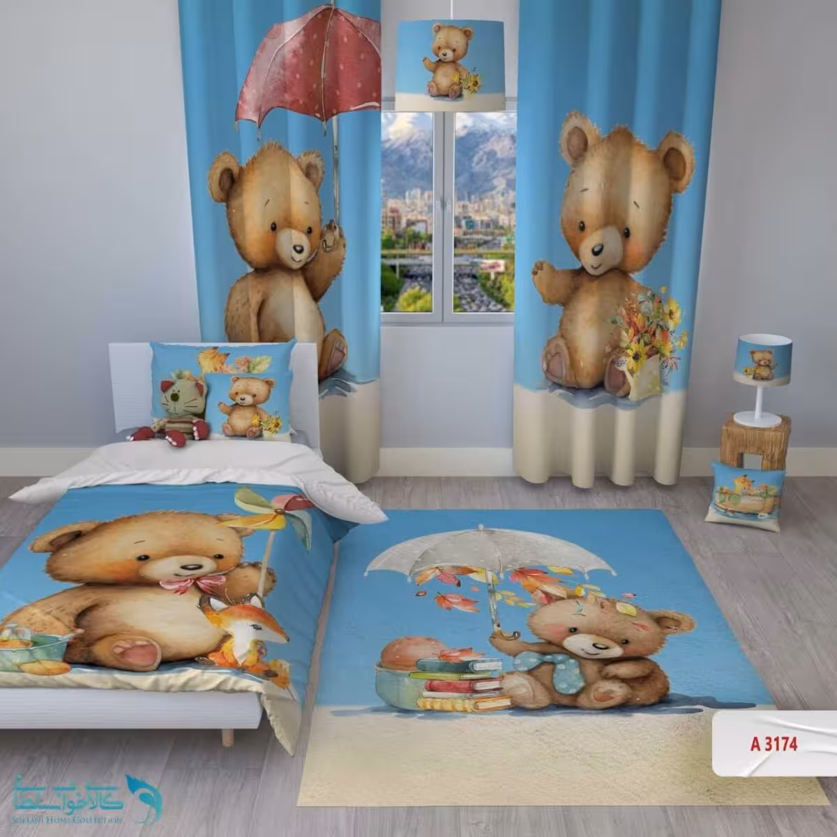 روتختی اتاق کودک طرح تدی و روباه سایز یکنفره کد A3174