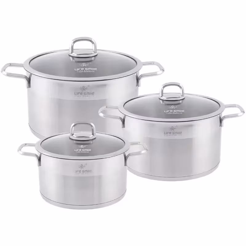 سرویس قابلمه 6 پارچ استیل لایف اسمایل مدل LIFEP12 سایز 24/28/32