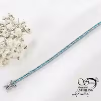 دستبند نقره تنیسی مولتی کالر آبی کد 18499