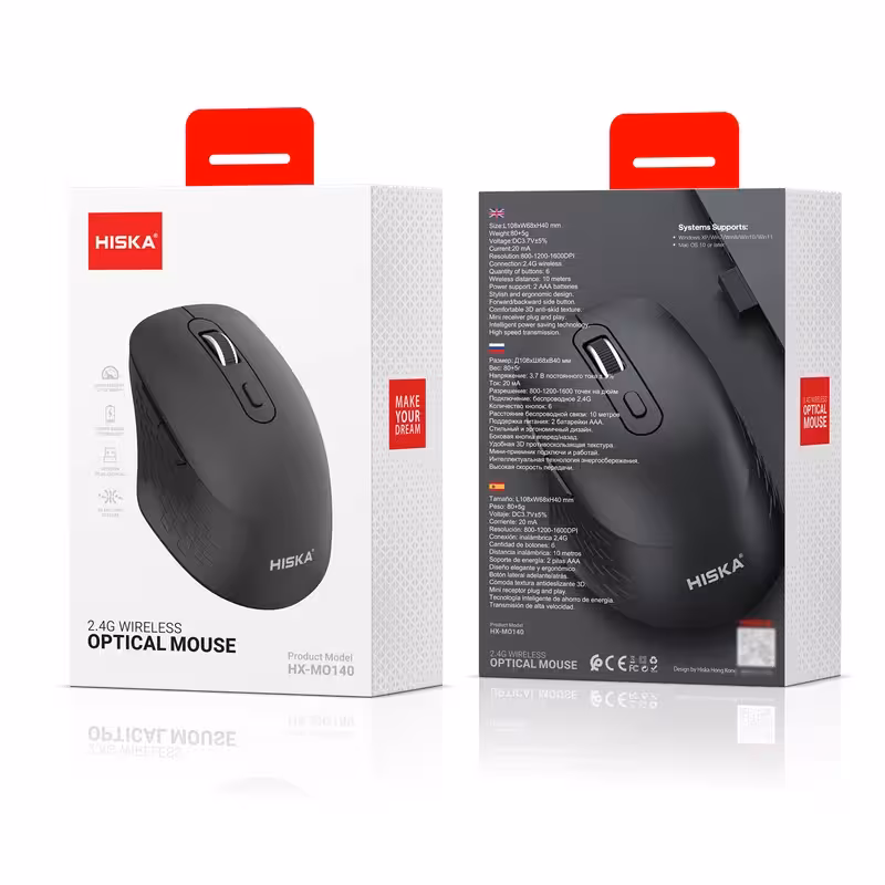 ماوس بی‌سیم هیسکا HX-MO140 | سبک، دقیق و ارگونومیک