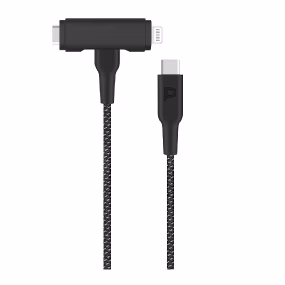 کابل دو سر USB-C به USB-C و Lightning پاورولوژی طول 1.2 متر