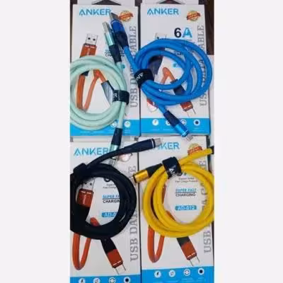 کابل شارژ تایپ C برند Anker | فست شارژ، مقاوم، انتقال داده پرسرعت