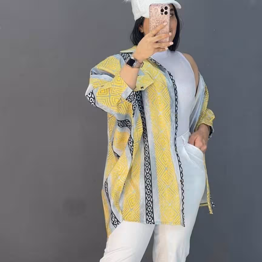 پانچ کیمونو رعنا قدحدود85جنس کتان کش مرغوب 