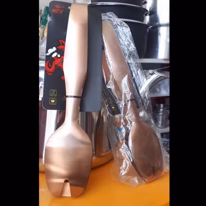 انبر سالاد و مرغ استیل ضد زنگ مسی رنگ