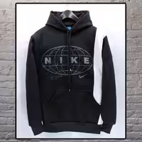 سویشرت جلوبسته اسپرت طرح Nike نگین کاری شده رنگ مشکی و سفید