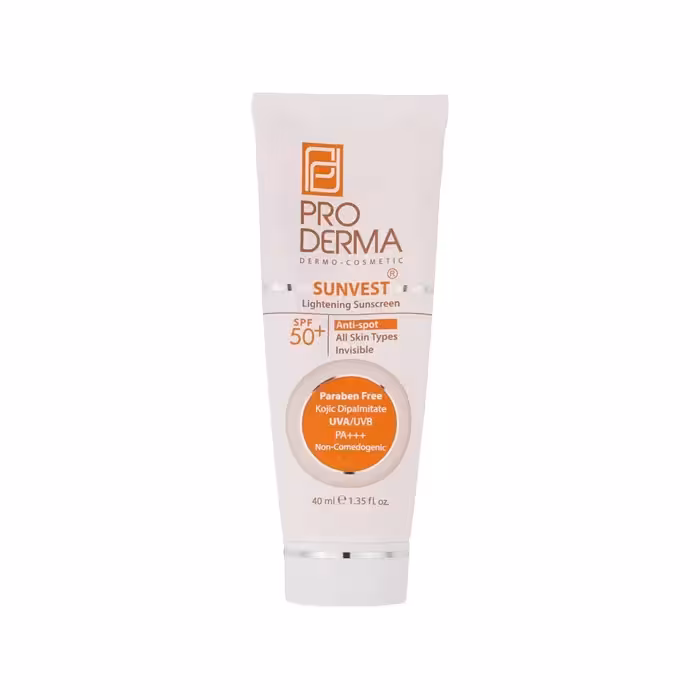 کرم ضد آفتاب و روشن کننده لک انواع پوست SPF50 بی رنگ پرودرما | 40 میل