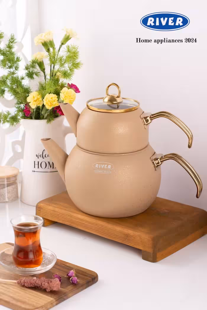 کتری قوری لوله دار 2/8 لیتر گرانیتی ریور RIVER نسکافه ای کد 5860