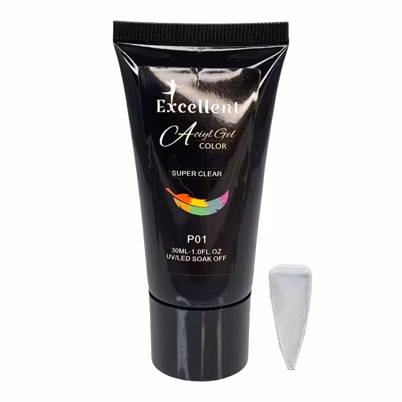 پلی ژل کاشت ناخن اکسلنت مدل Super Clear P01 حجم 30 میلی لیتر