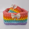 سبد قلاب بافی تریکو مدل رنگین کمانی کد 03 مجموعه 2 عددی