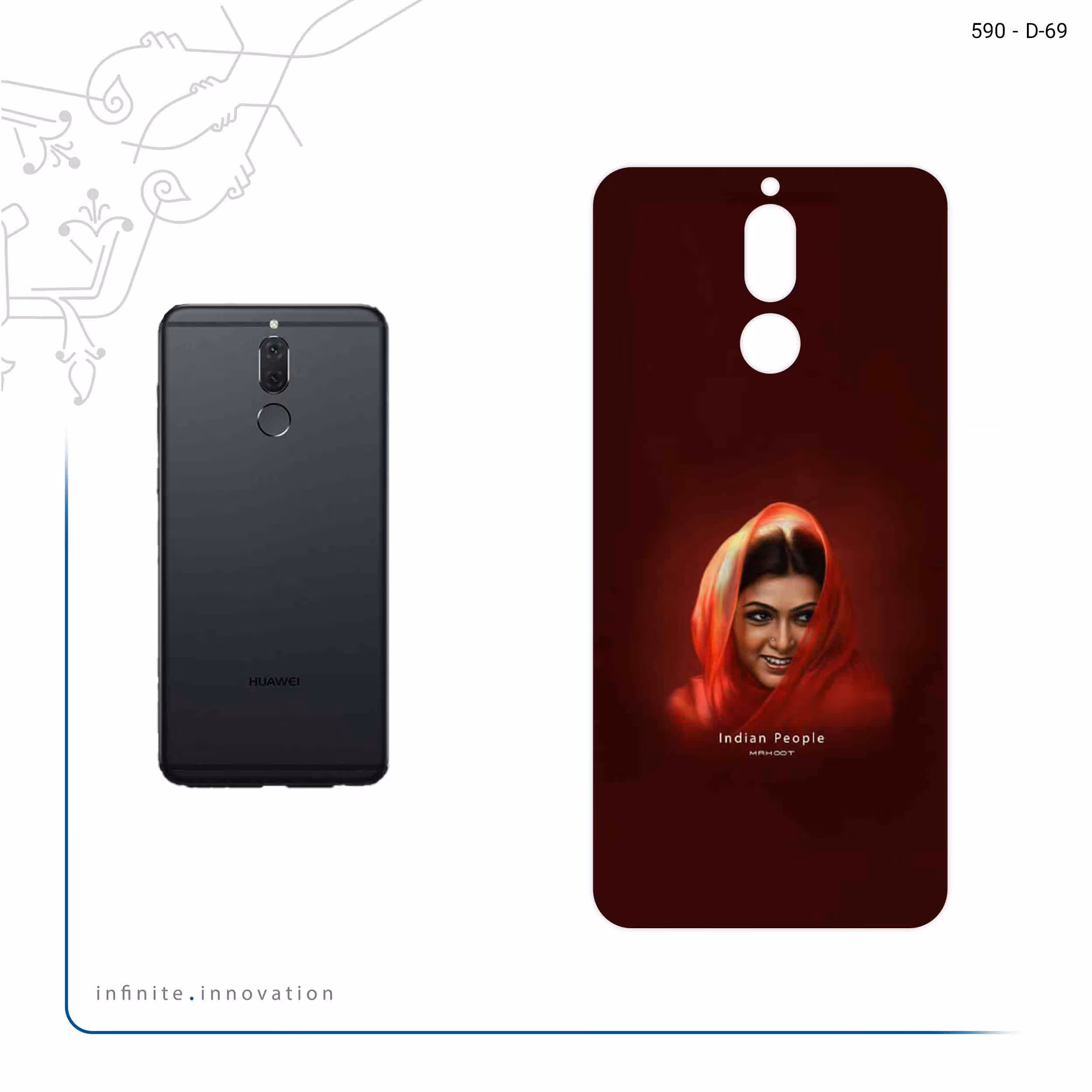 برچسب پوششی ماهوت مدل Portrait of an Indian Woman مناسب برای گوشی موبایل هوآوی Mate 10 Lite