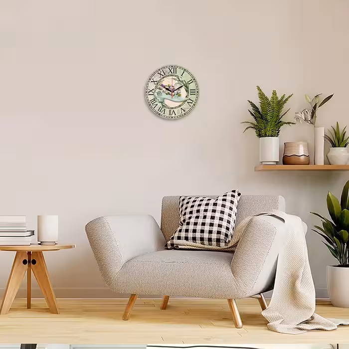 ساعت دیواری مدل 1174 طرح کفش زنانه و گل