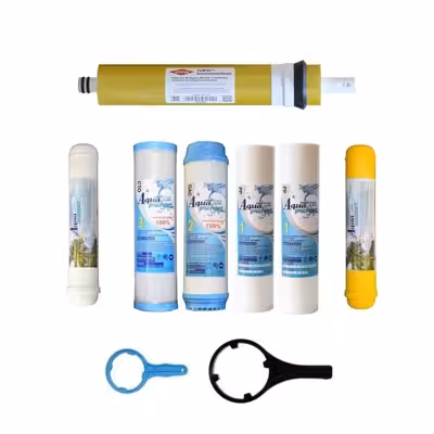 فیلتر دستگاه تصفیه کننده آب آکوا پیورست مدل AP-RO GOLD 07 مجموعه 6 عددی به همراه فیلتر ممبران فیلمتگ مدل DOW