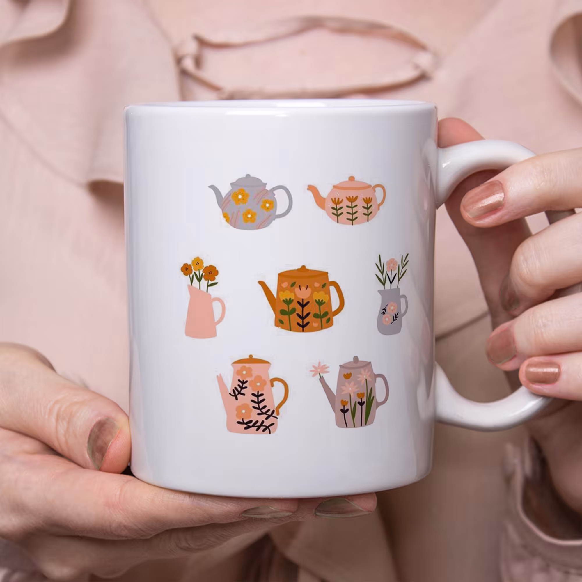 ماگ طرح فانتزی مدل قوری گلی