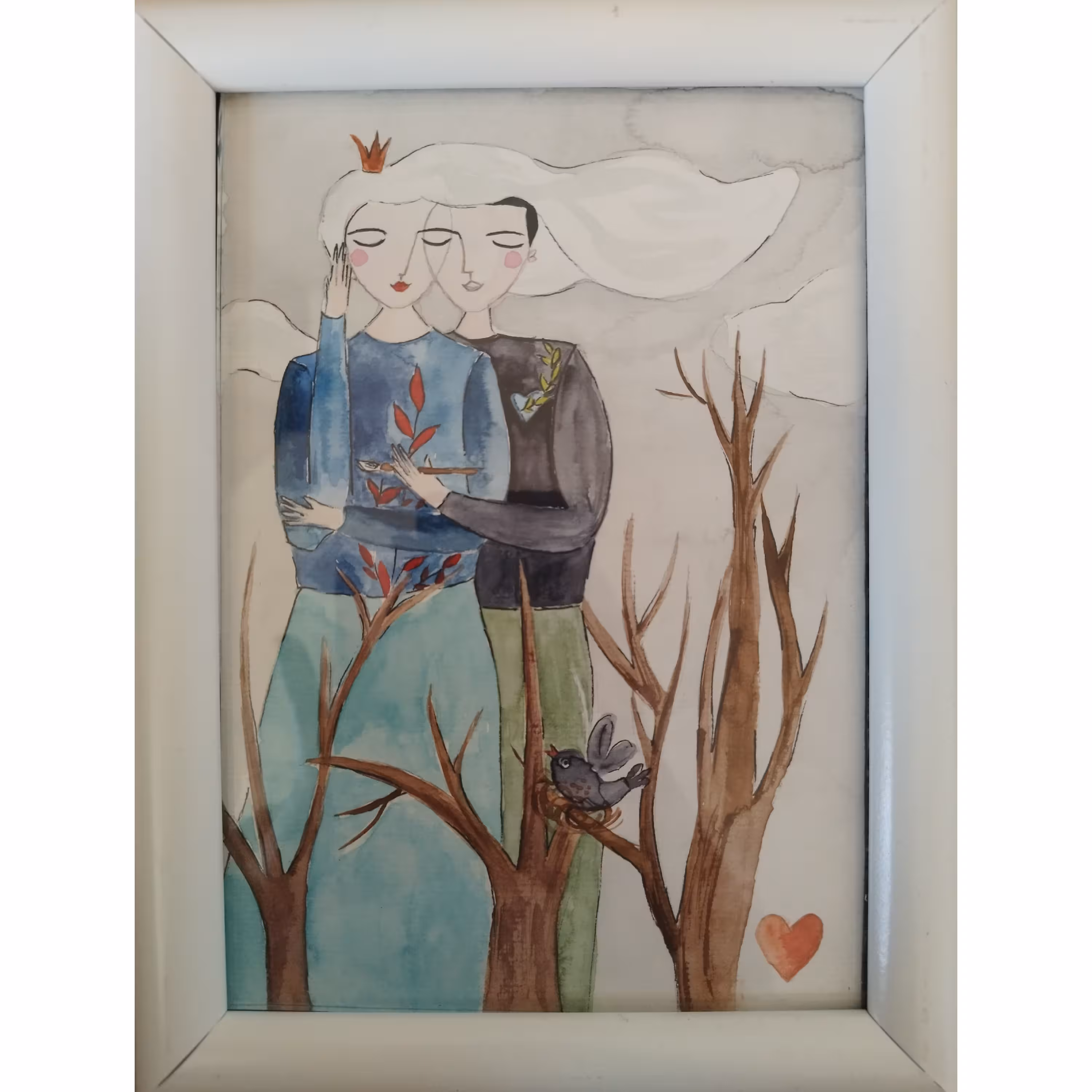 تابلو آبرنگ  عاشقانه ای از جنس آسمان 24 در 18