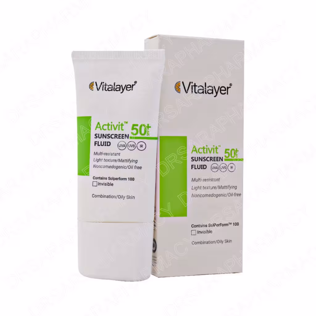 فلوئید ضد آفتاب SPF50 پوست چرب اکتی ویت ویتالیر 50 میلی لیتر