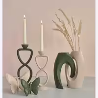 ست گلدان جاشمعی جادستمالی کرم سبز