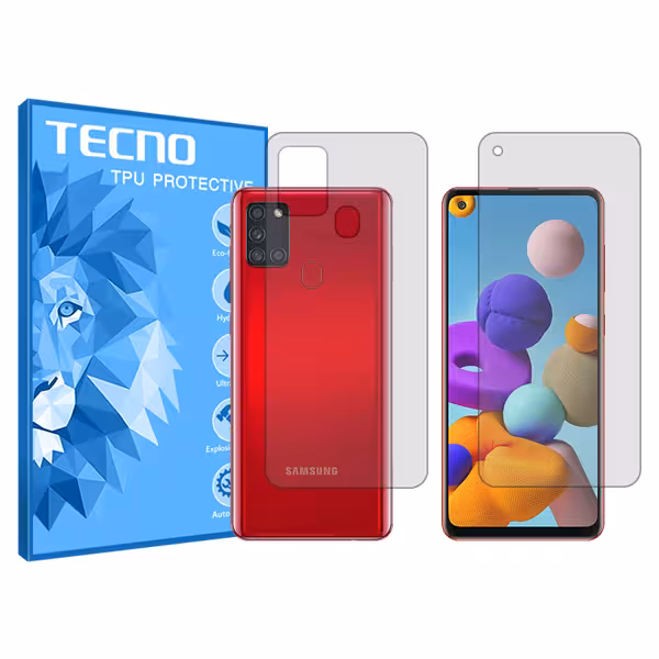 گلس صفحه نمایش و پشت گوشی سامسونگ Galaxy A21s مدل شفاف برند تکنو کد SS