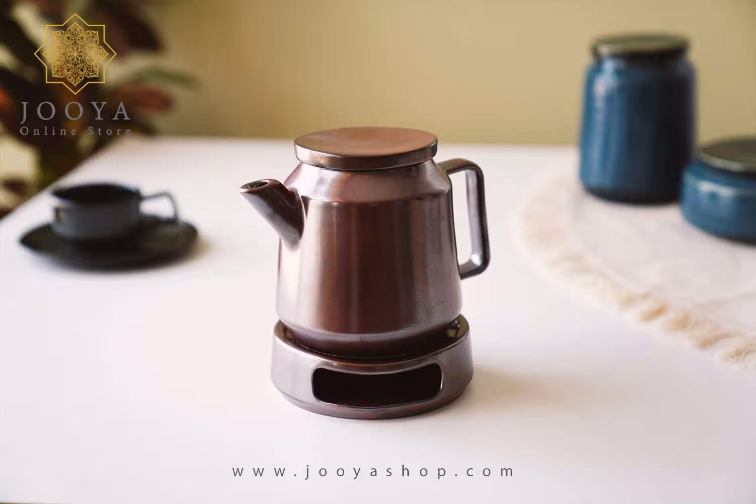 قوری و وارمر سرامیکی قرمز