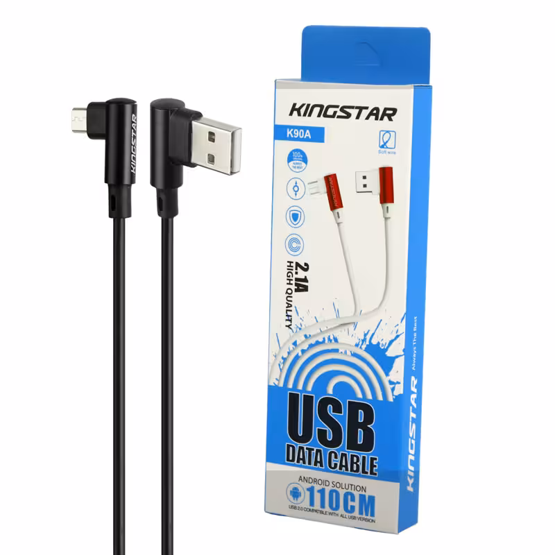 کابل میکرو یو اس بی KingStar K90A 2.1A 1.1m دو سر L