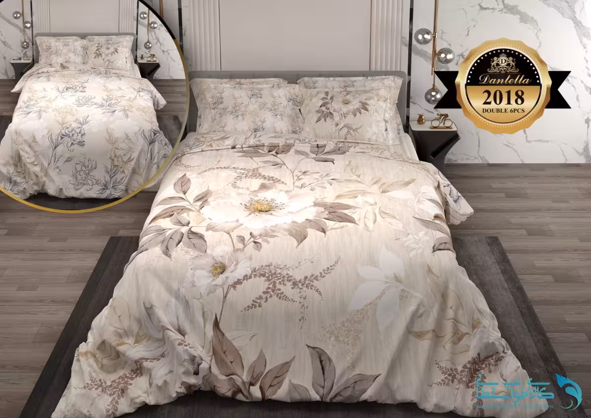 سرویس روتختی دانتلا طرح رز کرم کد 2018 دو نفره