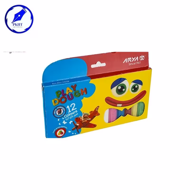 خمیر بازی 12 رنگ مقوایی آریا جین 12 عددی