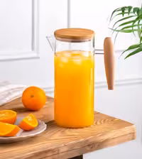پارچ پیرکس دسته چوبی درب دار
