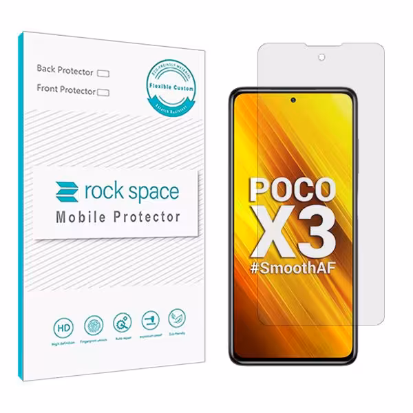 گلس شیائومی Xiaomi Poco X3 مدل نانو هیدروژل شفاف برند راک اسپیس کد S