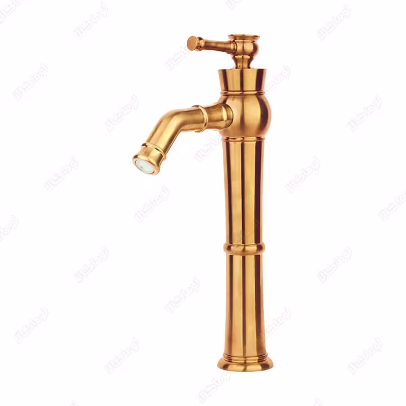 شیر روشویی پایه بلند راسان مدل الیزه طلایی