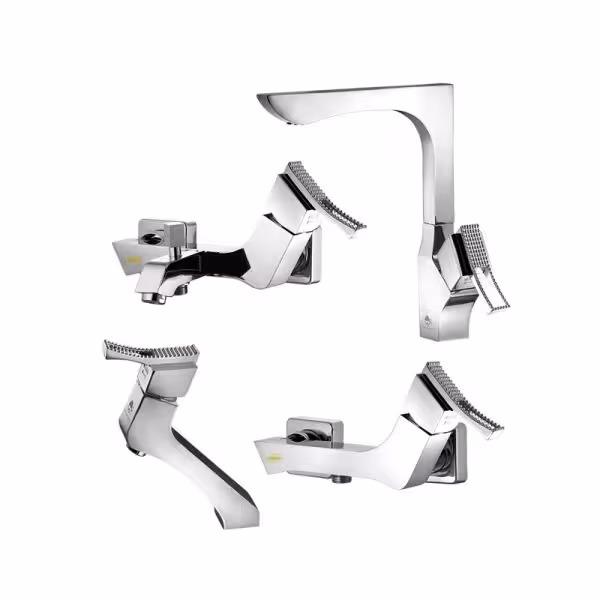 ست چهار تکه شیرآلات درخشان مدل پرنس کروم