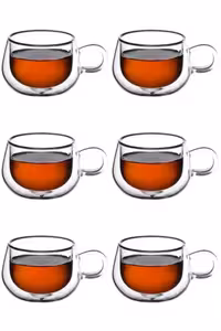 ماگ شیشه‌ای دسته‌دار 200 میلی‌لیتری بسته 6 عددی - 4180