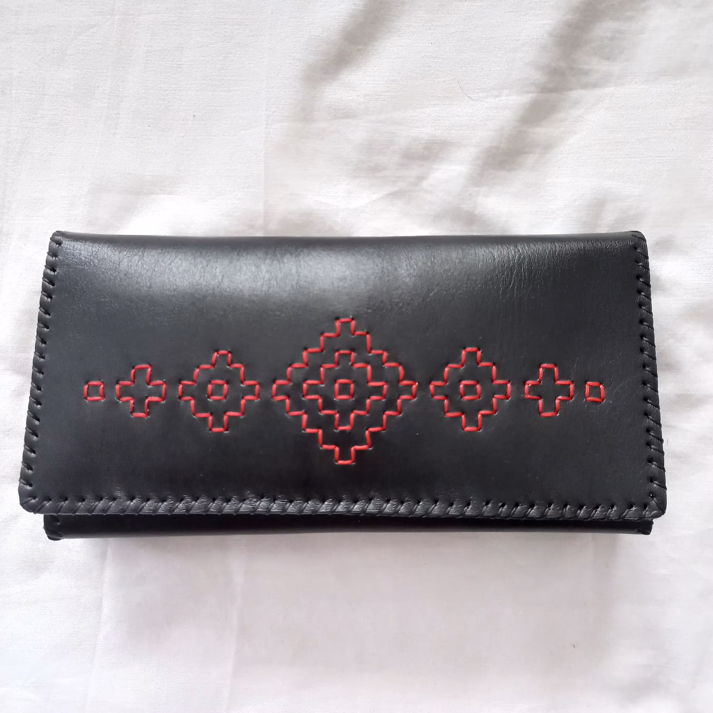 کیف پول اسپرت چرم تفرش دوزی شده