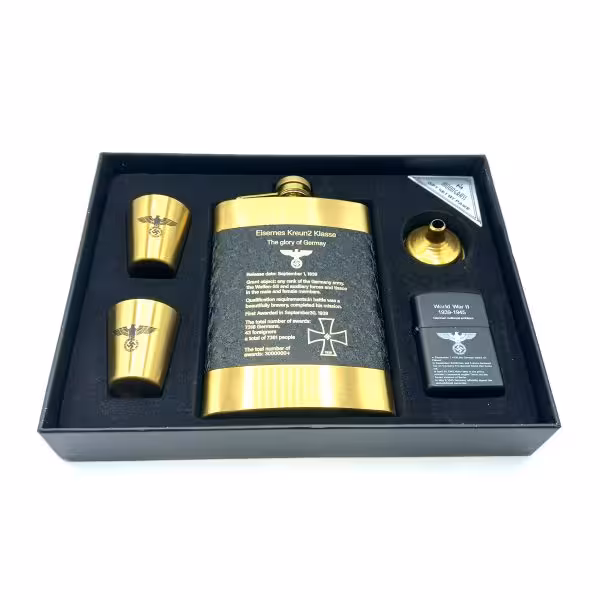 ست قمقمه جیبی دو شات 270cc فندک مدل آلمان نازی کد a530397