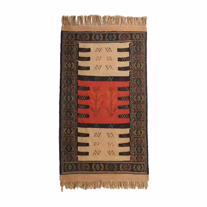 گلیم دستبافت یک و نیم متری مدل سفره کردی کد 40204122