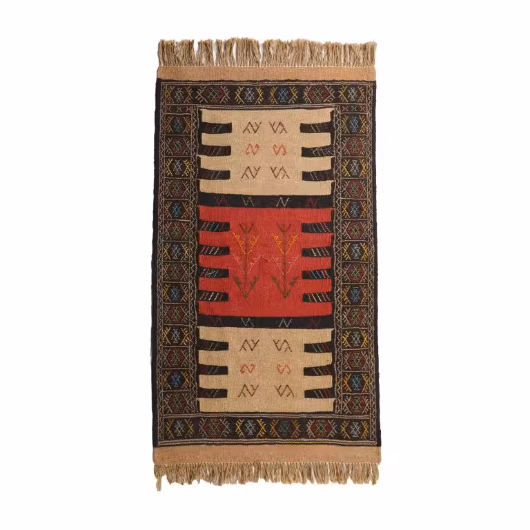 گلیم دستبافت یک و نیم متری مدل سفره کردی کد 40204122