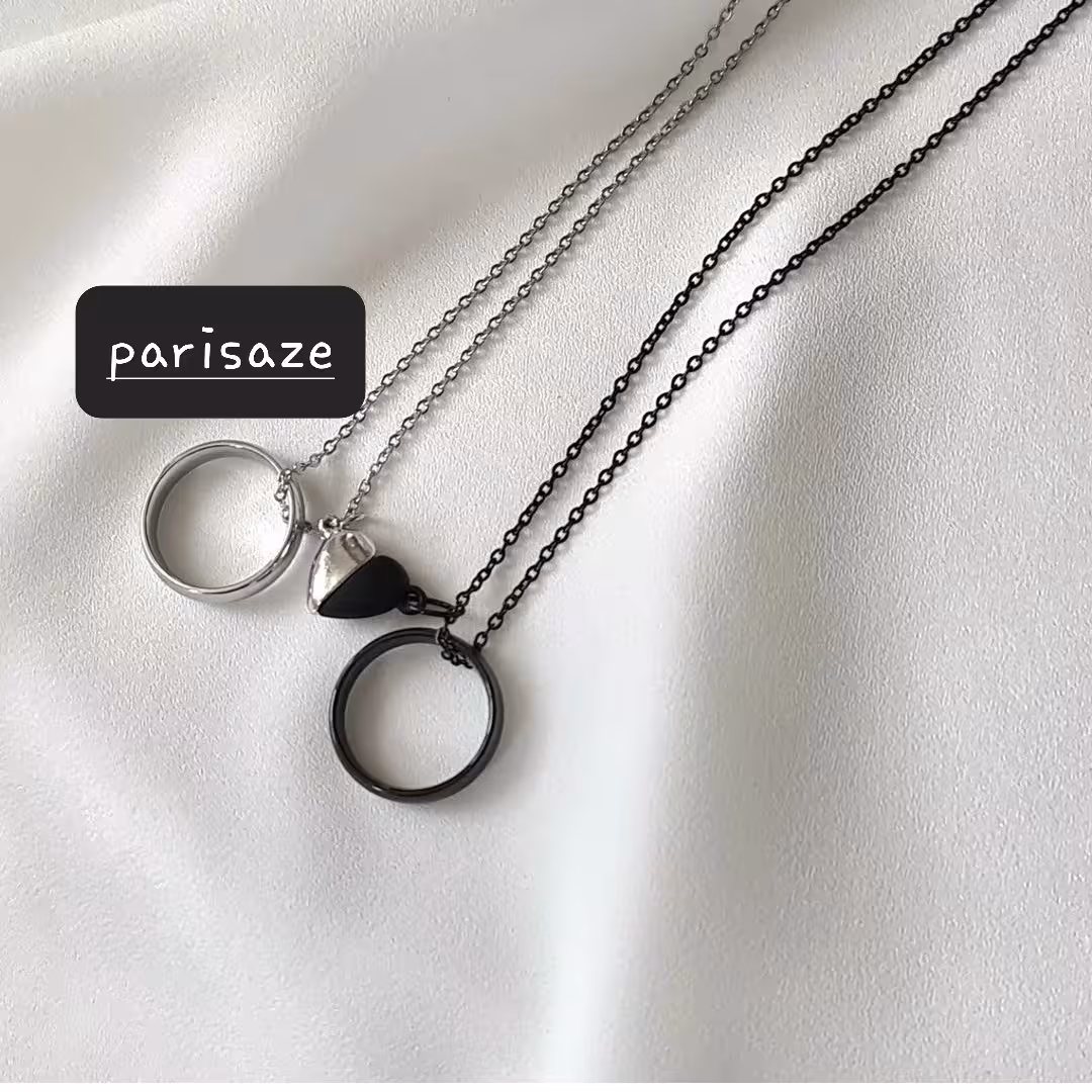 ست گردنبند و حلقه دوستی مگنتی استیل رنگ ثابت 