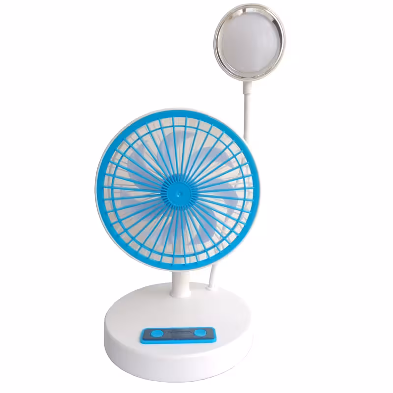 پنکه رومیزی شارژی و برقی با چراغ مطالعه مدل JR-2022