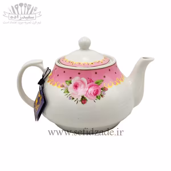 قوری چینی شکس (SHEX) مدل دریا حاشیه صورتی 750ml