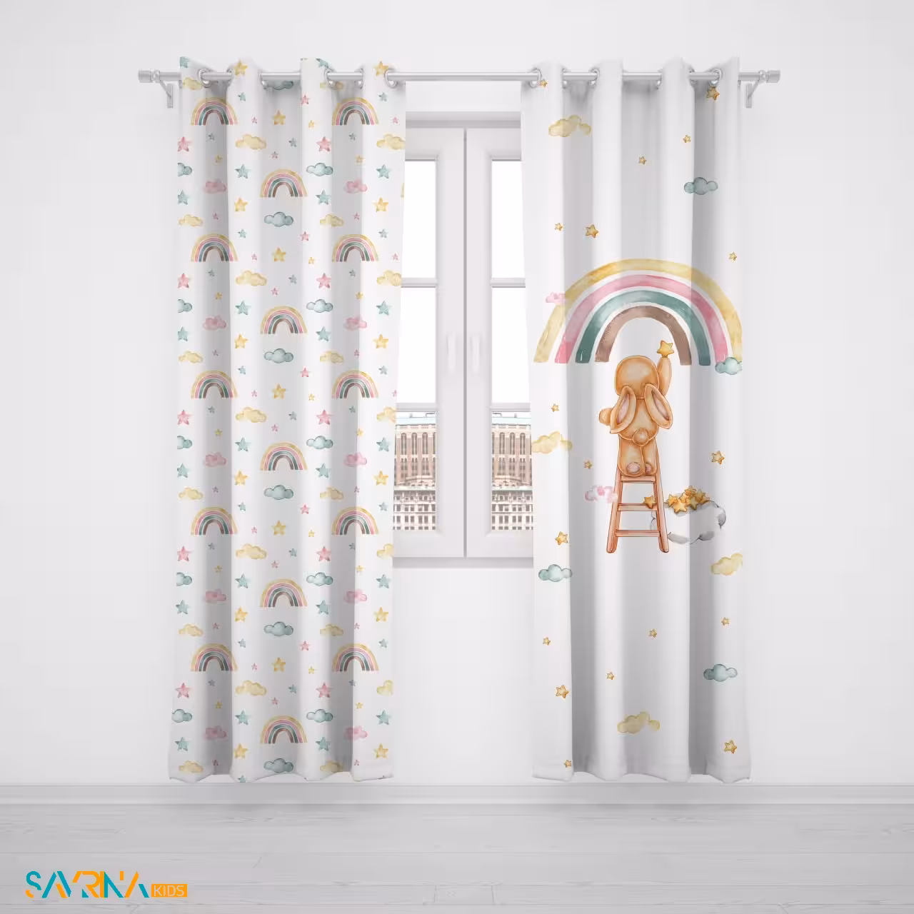 پرده پنلی بچگانه طرح خرگوش کوچولو کد A2781